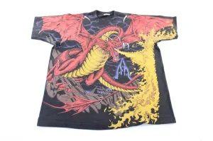 1993 Liquid Blue Dragon Fire Breath All Over Print T-Shirt