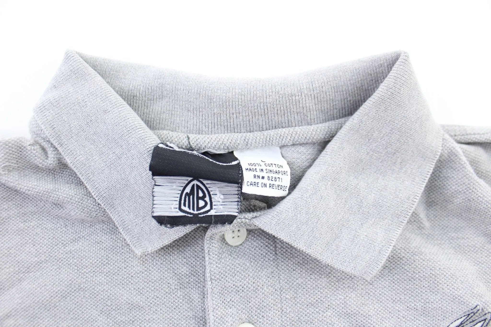 1993 Warner Bros Embroidered Grey Button Up Polo