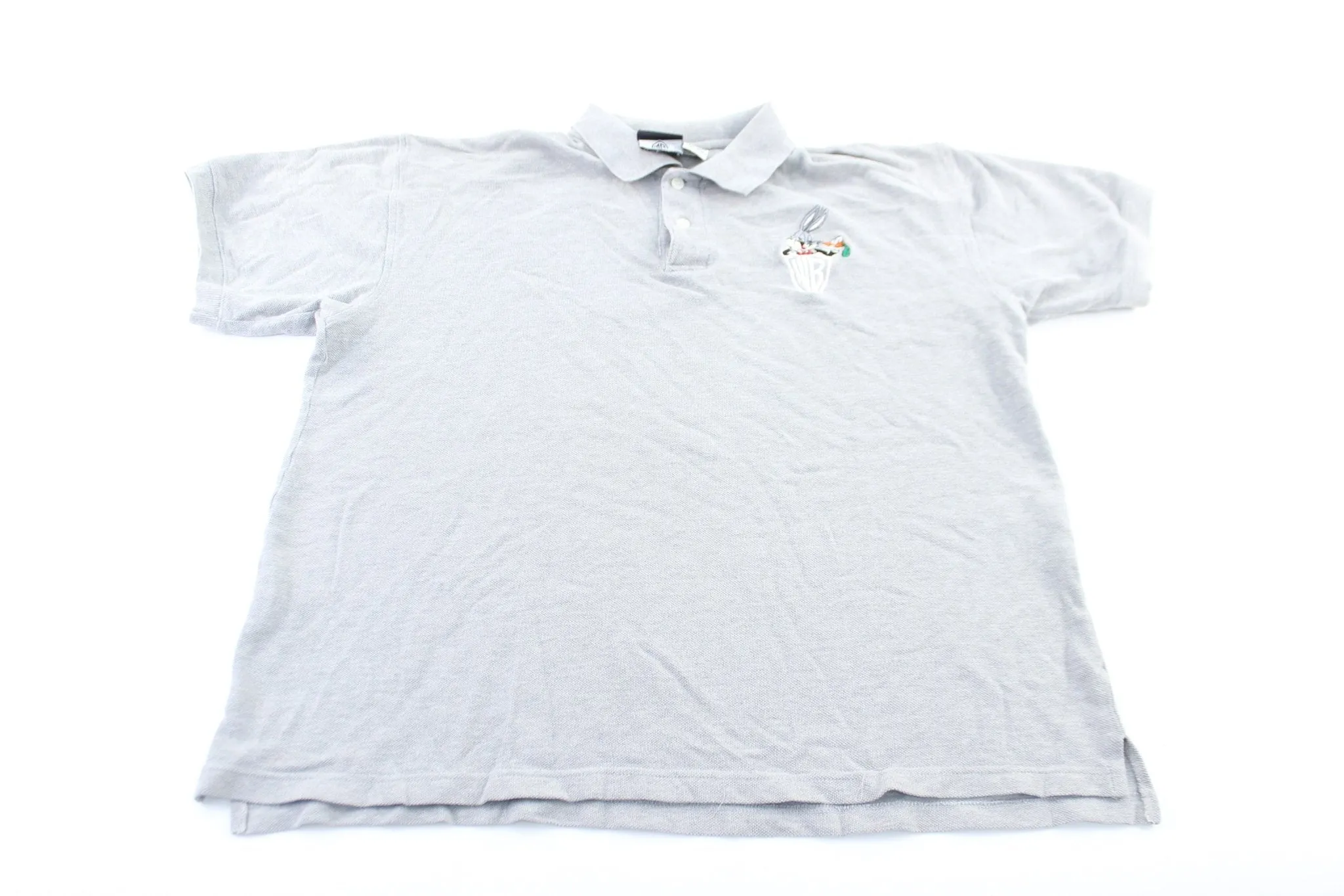 1993 Warner Bros Embroidered Grey Button Up Polo