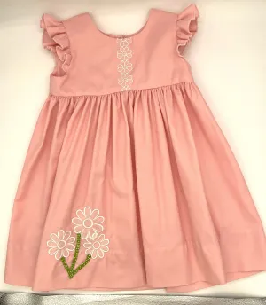 2 Y Dress - Pink w/White Daisy Applique Angel Sleeves