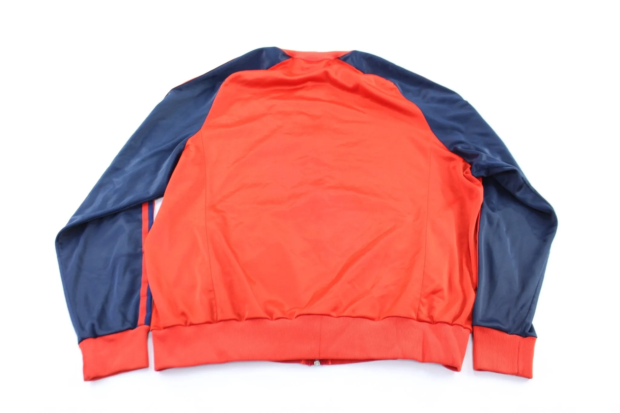 80's Adidas Embroidered Logo Navy Blue & Red Striped Zip Up Jacket