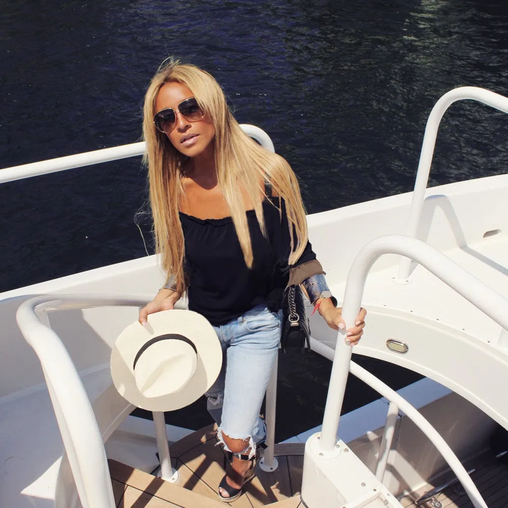 Black Strap Off Shoulder Top - The Ibiza II