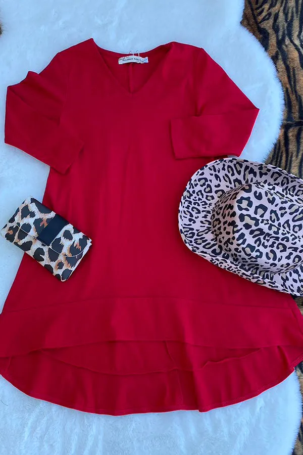XCH0020-7H Red long style long sleeve girls dress