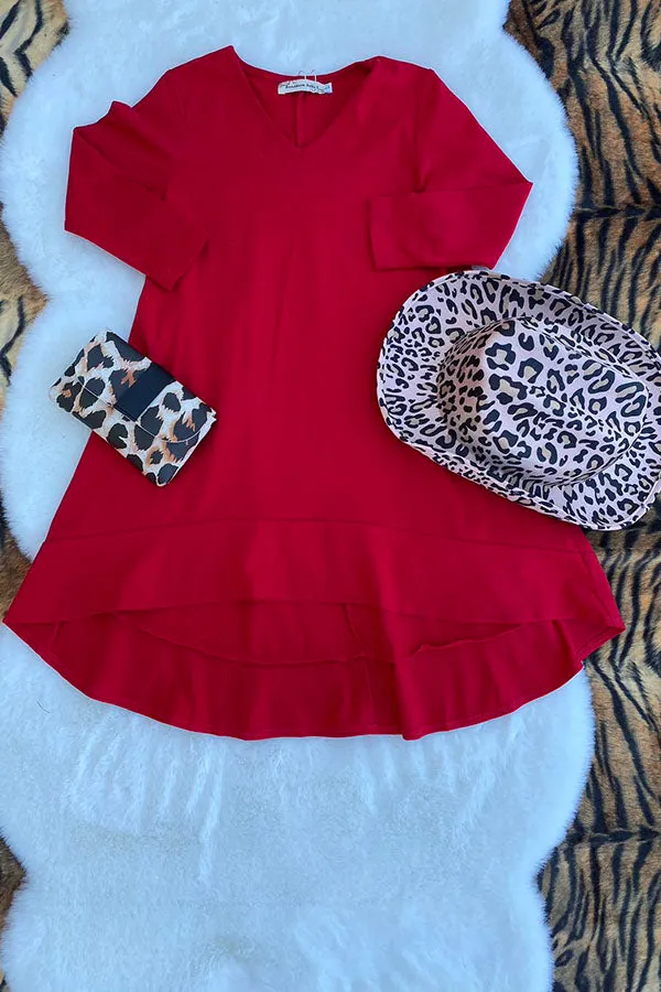 XCH0020-7H Red long style long sleeve girls dress